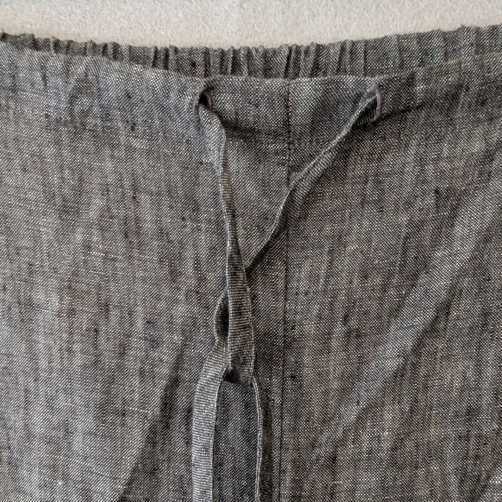 Vtg Valerie Stevens 100% Linen Pants Heather Grey Drawstring Women XL Hong Kong - Picture 10 of 10